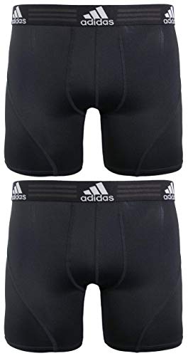adidas Men's Sport Performance Boxer Briefs Underwear (2 Pack), Black/Black Black/Black, MEDIUM