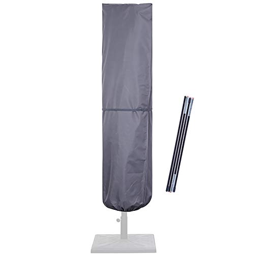 SUPERJARE Updated Patio Umbrella Cover with Rod for 7 to 11 Ft Umbrellas & 15 Ft Double-Sided Umbrellas, Protective Waterproof Cover with Zipper, Gray
