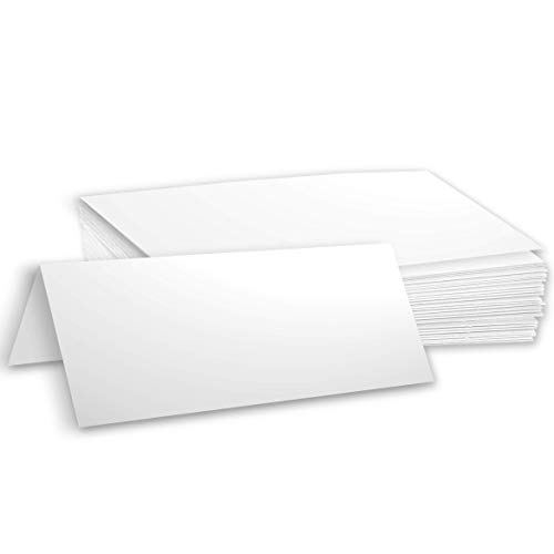 Hamilco Blank Tent Name Place Table Cards 3 1/2' x 11' Folded Card Stock - White Cardstock Paper 80lb Cover - 100 Pack