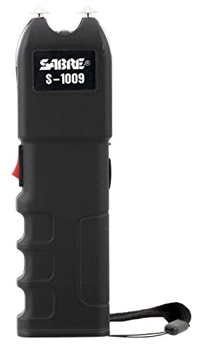 SABRE Tactical Stun Gun—Anti-Grab Technology (Shocks Person If They Try to Take)–Charge Emits Intimidating 95 dB—120 Lumen Flashlight, Wrist Strap & Holster