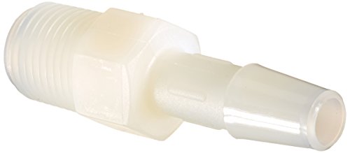 Eldon James A2-4NN Natural Nylon Adapter Fitting, 1/8-27 NPT to 1/4' Hose Barb (Pack of 10)