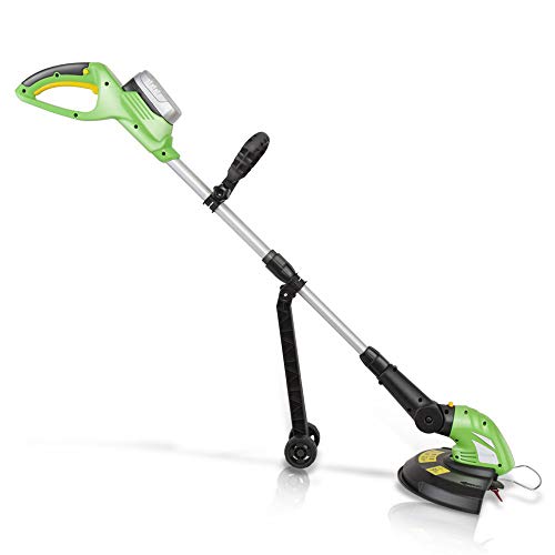 SereneLife Cordless Trimmer Weed Whacker - Electric Grass Edger String Trimmer with 18V Rechargeable Battery, Replaceable String Cutter Blades (PSLCGM25)