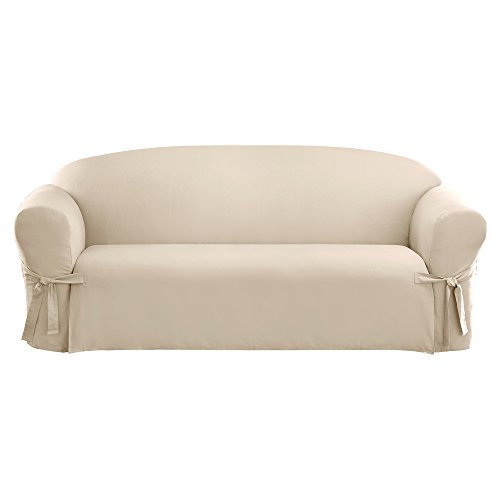 Sure Fit Cotton Duck - Sofa Slipcover  - Natural (SF26808), 34 x 72 x 40 inches