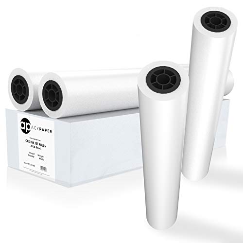 ACYPAPER Plotter Paper 36 x 150, CAD Paper Rolls, 20 lb. Bond Paper on 2' Core for CAD Printing on Wide Format Ink Jet Printers, 4 Rolls per Box. Premium Quality