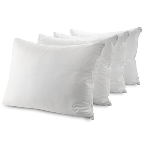 Guardmax Waterproof Pillow Protectors Standard Bed Bug Proof | Hypoallergenic Zippered Encasement Covers | Set of 4 Standard Size (20'x26')
