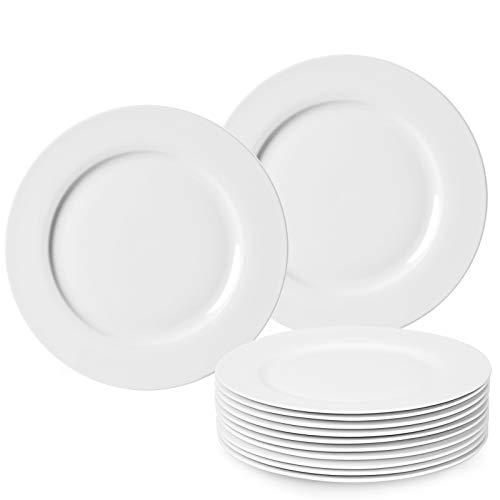 amHomel 12-Piece 6 inch Porcelain Dessert Plate Set, White Serving Plate for Restaurant,Kitchen and Family Party Use