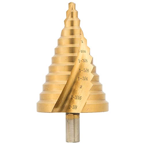 CO-Z Large HSS Spiral Groove Step Drill Bit, 12 Sizes Titanium High Speed Steel 1/4' to 2-3/8' Drill Bit for Sheet Aluminium Metal Wood Hole Drilling, Big Multiple Hole Stepped Up Bit for DIY Lovers