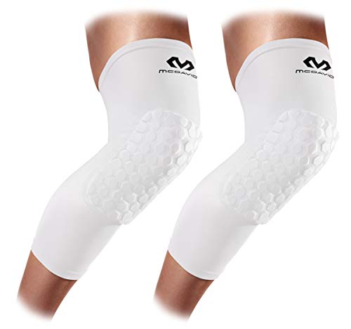 Knee Compression Sleeves: McDavid Hex Knee Pads Compression Leg Sleeve for Basketball, Volleyball, Weightlifting, and More - Pair of Sleeves, WHITE, Adult: MEDIUM