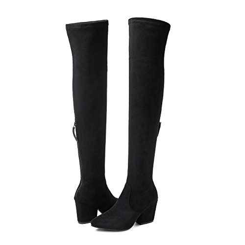 N.N.G Women Boots Winter Over Knee Long Boots Fashion Boots Heels Autumn Quality Suede Comfort Square Heels Black 7.5