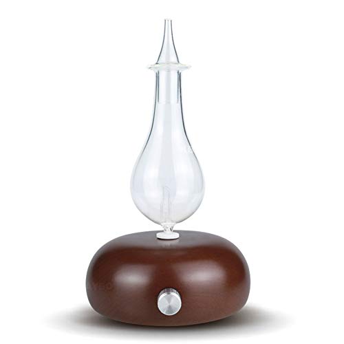 TOMNEW Essential Oil Diffuser, Nebulizer Diffuser,Wood and Glass Aromatherapy Diffuser, 7 Color Changing LED lights – No Heat, No Water, No Plastic