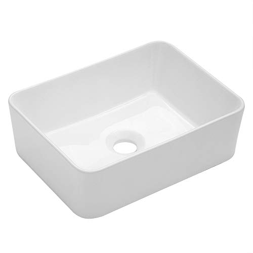 Vessel Sink Rectangular - Kichae 16'x12' Modern Bathroom Rectangle Above Counter White Porcelain Ceramic Vessel Vanity Sink Art Basin