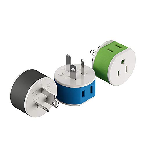 Australia, New Zealand, China Power Plug Adapter by OREI with 2 USA Inputs - Travel 3 Pack - Type I (US-16) Safe Grounded Use with Cell Phones, Laptop, Camera Chargers, CPAP, and More