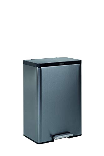 Rubbermaid Stainless Steel Metal Step-On 12G Trash Can for Home and Kitchen, Charcoal