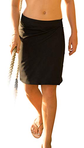 RipSkirt Hawaii - Length 2 - Quick Wrap Athletic Cover-up that Multitasks as the Perfect Travel/Summer Skirt,Black,X-Large / 16-18