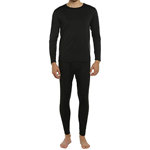 ViCherub Men's Thermal Underwear Set Fleece Lined Long Johns Winter Base Layer Top & Bottom Sets for Men Black