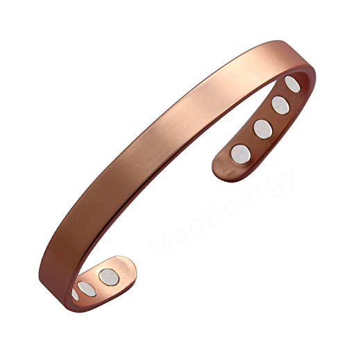Copper Bracelet for Men and Women 99.9% Pure Copper Bangle 6.5' Adjustable for Arthritis with 8 Magnets for Effective Joint Pain Relief, Arthritis, RSI, Carpal Tunnel