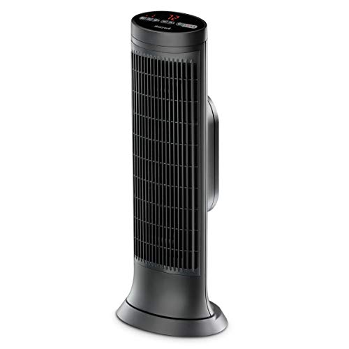 Honeywell HCE322V Digital Ceramic Tower Heater Whole Room 1500 Watt Black Oscillating Room Heater with Programmable Thermostat, 2 Heat Settings, Auto-Off Timer, Dust Filter