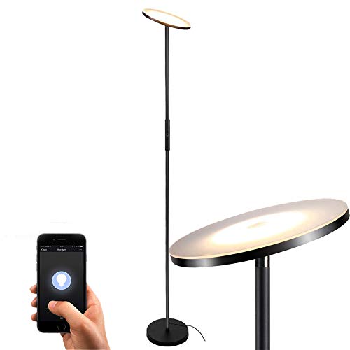 Floor Lamp, Floor lamps for living room, Sky LED Torchiere Smart Lamps, TECKIN Dimmable Standing lamp, Remote Control Via Smart Life, Lamps for Bedroom, Office (Compatible with Alexa Google Home)