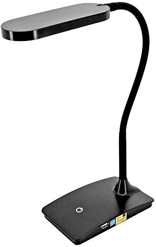 TW Lighting IVY-40BK The IVY LED Desk Lamp with USB Port, 3-Way Touch Switch, Black