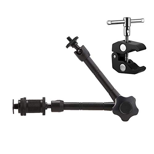 HAOMEK 11inch Adjustable Articulating Frction Magic Arm with Large Super Clamp Mount Compatible with DSLR Camera Rig, LCD Monitor, LED Lights, Flash Lights, Microphones, DJI Osmo,Smart Phone