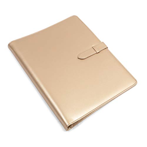Padfolio with 3 Ring Binder (Metallic Gold, Faux Leather, 10.8 x 13.2 Inches)