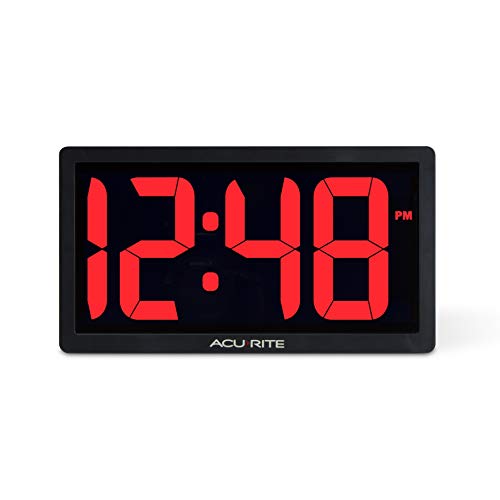 AcuRite 75099M 10-inch LED Digital Clock with Auto Dimming Brightness Red