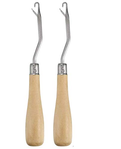 LASSUM 2 Pack 6.3 Inch Wooden Handle Latch Hook Tool for Rug Making and Art Crafts