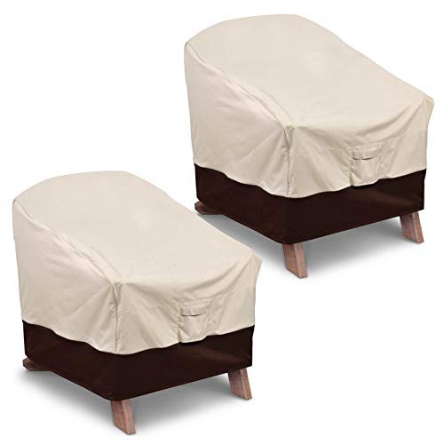 Vailge Patio Adirondack Chair Covers, Heavy Duty Patio Chair Cover, Waterproof Outdoor Lawn Patio Furniture Covers (Standard - 2 Pack, Beige & Brown)