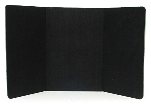 3-Panel Tabletop Display Presentation Board, 72 x 36, No Plastic Edging - Black Hook & Loop-Receptive Fabric