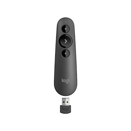 Logitech R500 Laser Presentation Remote Clicker with Dual Connectivity Bluetooth or USB for Powerpoint, Keynote, Google Slides, Wireless Presenter - Black