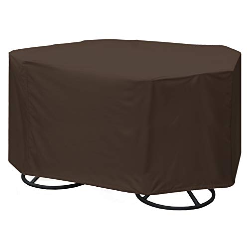 True Guard Patio Furniture Covers Waterproof Heavy Duty - Fits 4-Chair Dining Sets, Round/Square Table, Octagon Design, 600D Rip-Stop, Fade/Stain/UV Resistant for Outdoor Patio Furniture, Dark Brown