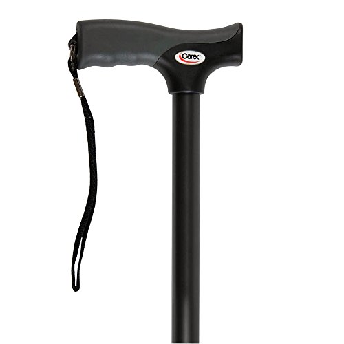 Carex Soft Grip Walking Cane - Height Adjustable Cane With Wrist Strap - Latex Free Soft Cushion Handle, Black