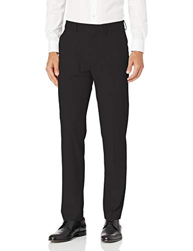 Haggar Men's J.M. Stretch Superflex Waist Slim Fit Flat Front Dress Pant, Black, 30Wx32L