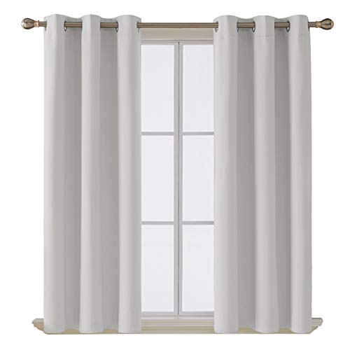 Deconovo Room Darkening Thermal Insulated Blackout Grommet Window Curtain Panel for Living Room, Greyish White, 42x63 Inch, 1 Panel