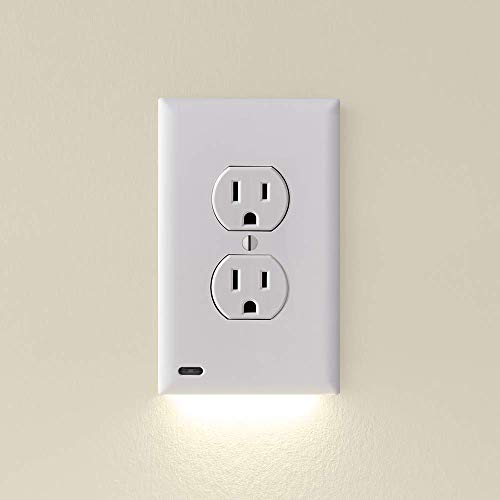 4 Pack - SnapPower GuideLight 2 for Outlets [New Version - LED Light Bar] - Night Light - Electrical Outlet Wall Plate With LED Night Lights - Automatic On/Off Sensor - (Duplex, White)