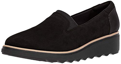 Clarks Women's Sharon Dolly Loafer, Black Suede, 7 M US