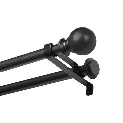 Kenney Ball End Double Window Curtain Rod, 66 to 120-Inch, Matte Black