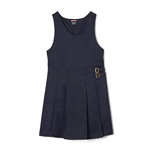 French Toast Big Girls' Double Buckle Tab Jumper, Navy, 8