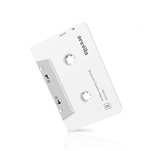 Arsvita Car Audio Bluetooth Cassette Adapter, Tape Player Bluetooth 5.0 Cassette Aux Adapter, White