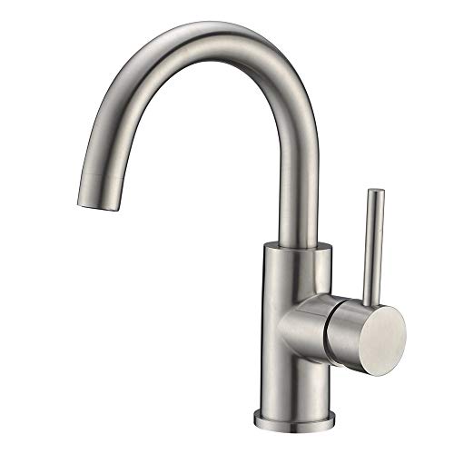 Bar Sink Faucet Crea Stainless Steel Farmhouse Bathroom Lavatory Sink Faucet Mixer,Small Kitchen Faucet Tap Brushed Nickel