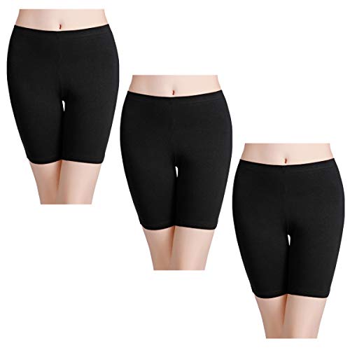 wirarpa Women's Cotton Boy Shorts Underwear Anti Chafing Soft Biker Short Long Leggings Under Shorts Black 3 Pack Size 5