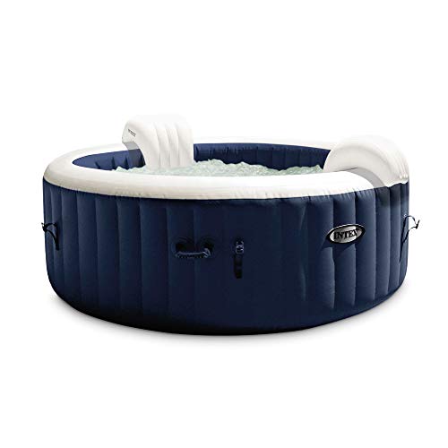 Intex 85In x 25In PureSpa Plus Round 6 Person Portable Inflatable Hot Tub Spa with Bubble Jets and Built in Heater Pump