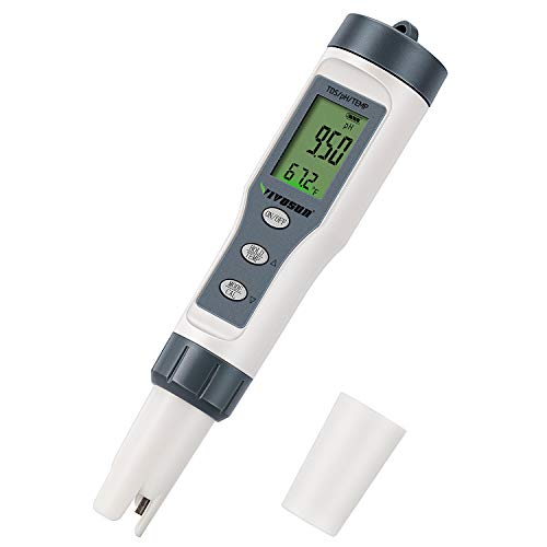 VIVOSUN 3-in-1 Digital pH Meter with ATC, ±0.1 pH Accuracy, 0-14.0 pH Measurement Range