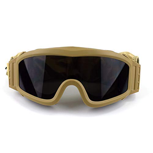 Fouos Military Airsoft Goggles, Tactical Safety Glasses, 3 Interchangeable Lenses, Anti-Fog (Tan)