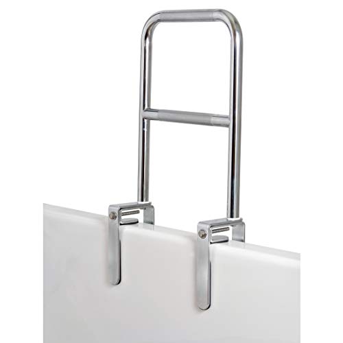 Carex Dual Level Bathtub Rail with Chrome Finish - Bathtub Grab Bar Safety Bar For Seniors and Handicap - For Assistance Getting In and Out of Tub, Easy to Install on Most Tubs