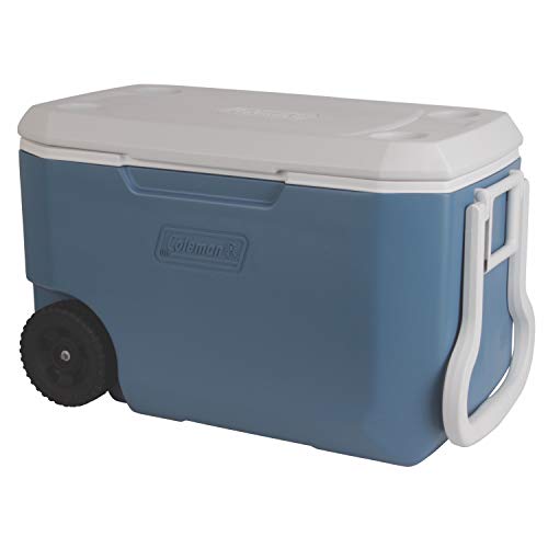 Coleman 62-Quart Xtreme 5-Day Heavy-Duty Cooler with Wheels, Blue/White