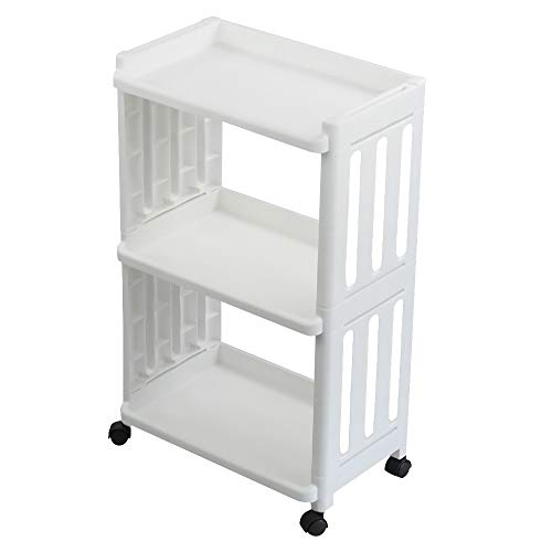 Vcansay 3 Tiers Kitchen Rolling Storage Trolley Utility Serving Carts with Wheels, White, 1 Pack