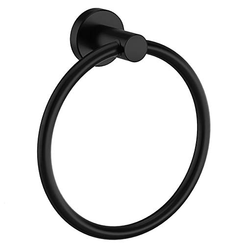 MARMOLUX ACC Black Towel Ring Hand Towel Holder for Bathroom Hand Towel Racks Wall Mount Bathroom Hardware Simple Round Towel Hanger SUS 304 Stainless Steel, Matte Black