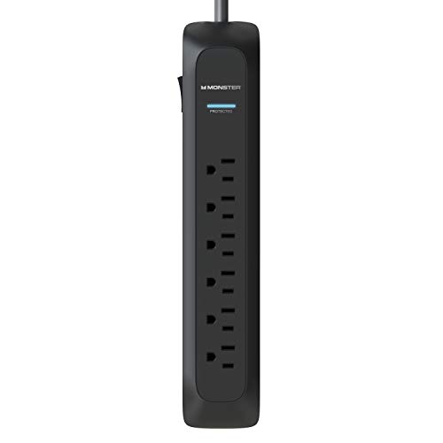 Monster Power Strip Surge Protector - Heavy Duty Protection for 6 Plug-ins - Ideal for Computers, Home Theatre, Home Appliance and Office Equipment