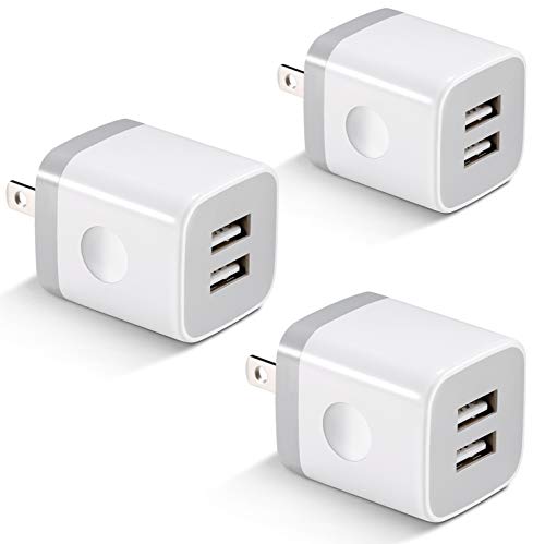 USB Wall Charger, KENHAO 3-Pack 2.1A/5V Dual Port USB Plug Power Adapter Charging Block Cube Compatible with iPhone 11 /Pro Max, XR/XS/X 8/7/6 Plus, Samsung, Moto, Kindle, Android Phone -White